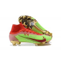 Nike Mercurial Superfly 8 Elite FG High Red Green Gold Men Football Boots