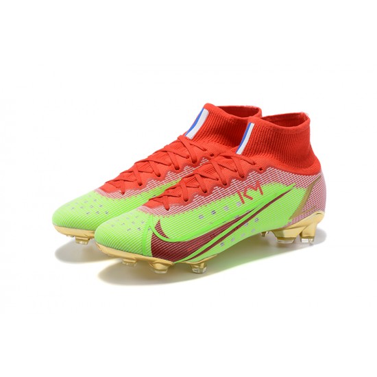 Nike Mercurial Superfly 8 Elite FG High Red Green Gold Men Football Boots