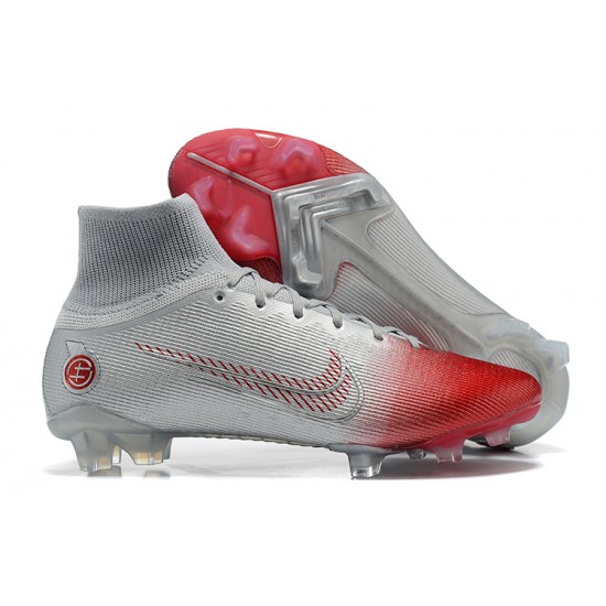 Nike Mercurial Superfly 8 Elite FG High Silver Red Men Football Boots