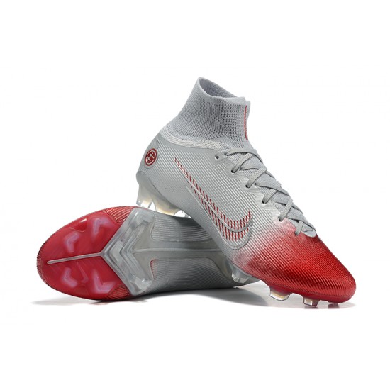 Nike Mercurial Superfly 8 Elite FG High Silver Red Men Football Boots