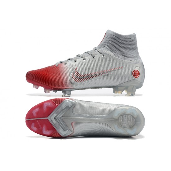 Nike Mercurial Superfly 8 Elite FG High Silver Red Men Football Boots