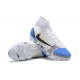 Nike Mercurial Superfly 8 Elite FG High White Blue Men Football Boots