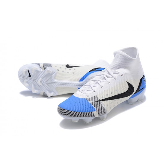 Nike Mercurial Superfly 8 Elite FG High White Blue Men Football Boots