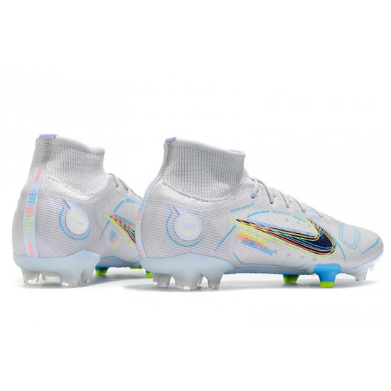 Nike Mercurial Superfly 8 Elite FG High White Blue Multi Men Football Boots