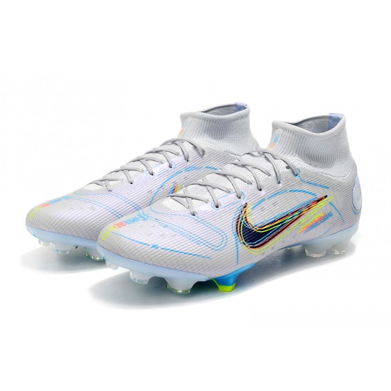 Nike Mercurial Superfly 8 Elite FG High White Blue Multi Men Football Boots