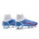 Nike Mercurial Superfly 8 Elite FG High White Blue Silver Men Football Boots