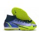 Nike Mercurial Superfly 9 Elite TF High Dark Blue Yellow Men Football Boots