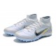Nike Mercurial Superfly 9 Elite TF High White Blue Men Football Boots