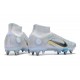 Nike Mercurial Superfly VIII Elite SG PRO Anti Clog High White Blue Men Football Boots