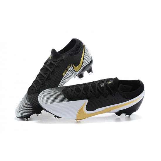 Nike Mercurial Vapor 13 Elite FG Black Gold White Low Men Football Boots