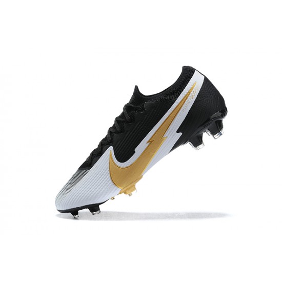 Nike Mercurial Vapor 13 Elite FG Black Gold White Low Men Football Boots