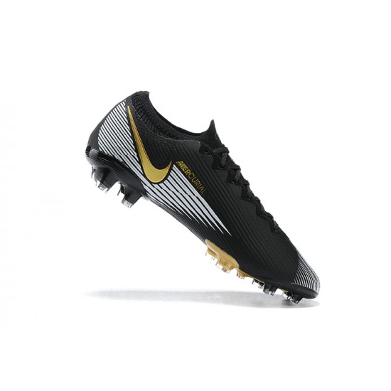 Nike Mercurial Vapor 13 Elite FG Black Gold White Low Men Football Boots