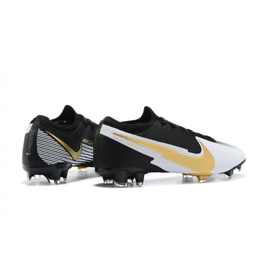 Nike Mercurial Vapor 13 Elite FG Black Gold White Low Men Football Boots