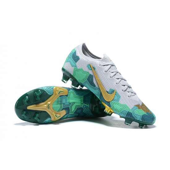 Nike Mercurial Vapor 13 Elite FG Green Gold White Low Men Football Boots