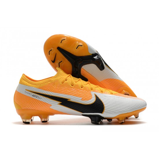 Nike Mercurial Vapor 13 Elite FG Low White Orange Black Men Football Boots