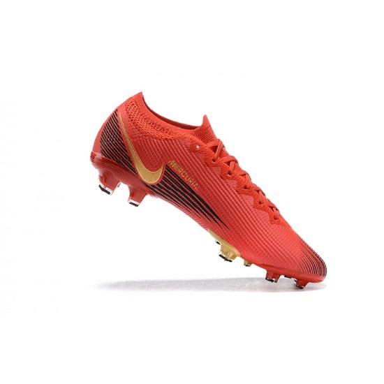 Nike Mercurial Vapor 13 Elite FG Red Black Gold Low Men Football Boots