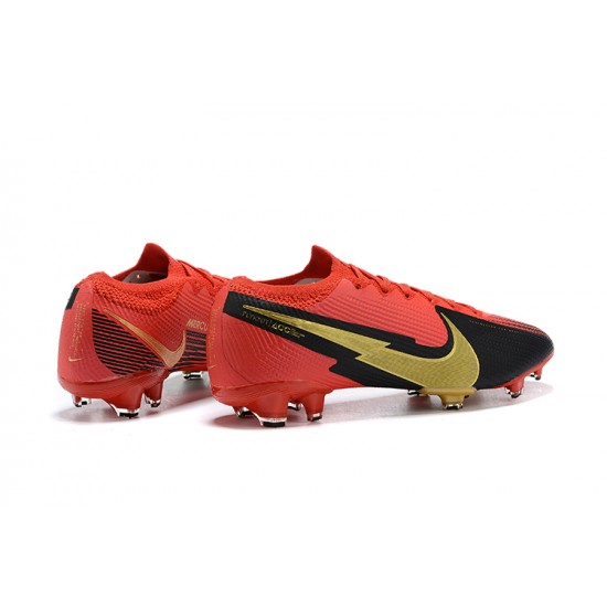 Nike Mercurial Vapor 13 Elite FG Red Black Gold Low Men Football Boots