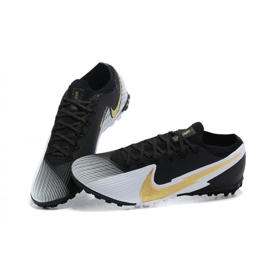 Nike Mercurial Vapor 13 Elite TF Black Yellow Gold White Low Men Football Boots