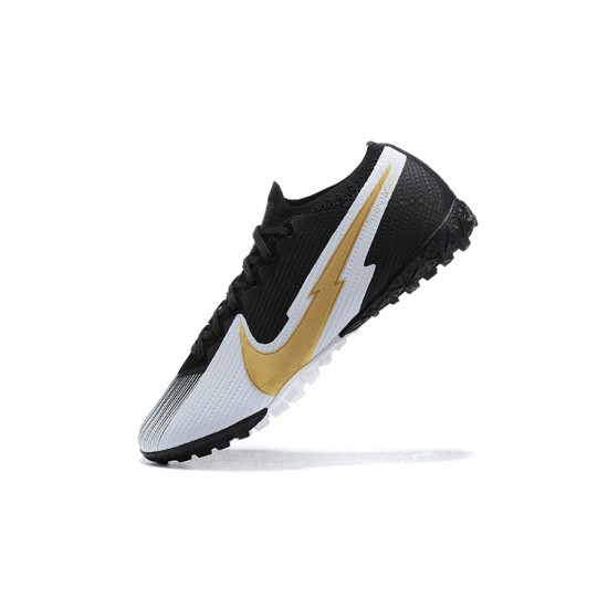 Nike Mercurial Vapor 13 Elite TF Black Yellow Gold White Low Men Football Boots