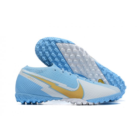 Nike Mercurial Vapor 13 Elite TF White Blue Gold Low Men Football Boots