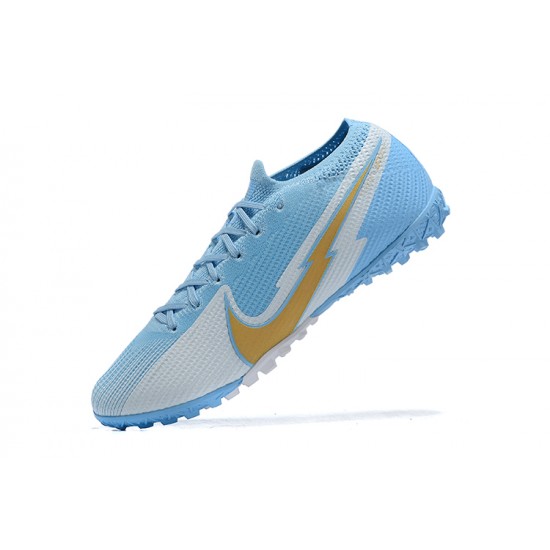 Nike Mercurial Vapor 13 Elite TF White Blue Gold Low Men Football Boots