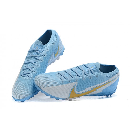 Nike Mercurial Vapor 13 Elite TF White Blue Gold Low Men Football Boots