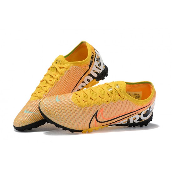 Nike Mercurial Vapor 13 Elite TF Yellow White Black Low Men Football Boots