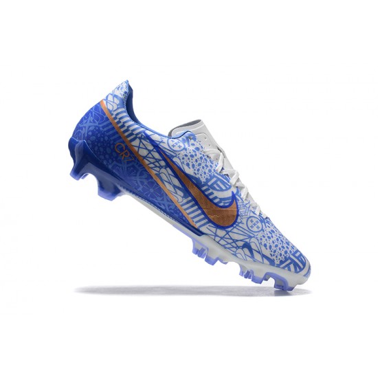 Nike Mercurial Vapor XV FG White Gold Blue Men Low Football Boots