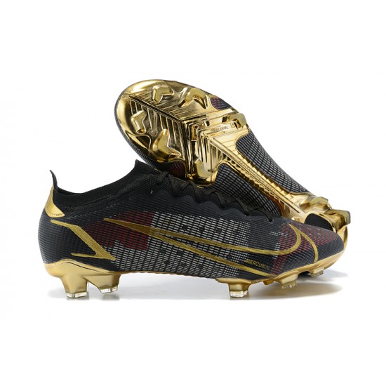 Nike Mercurial Vapor XIV Elite FG Black Gold Deepwine Low Men Football Boots