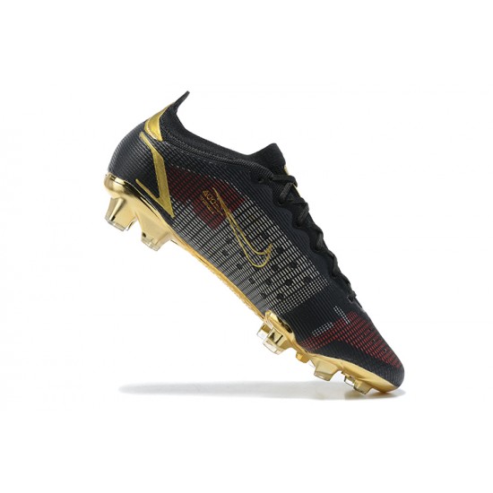 Nike Mercurial Vapor XIV Elite FG Black Gold Deepwine Low Men Football Boots