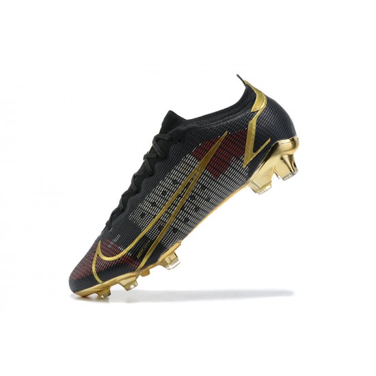 Nike Mercurial Vapor XIV Elite FG Black Gold Deepwine Low Men Football Boots