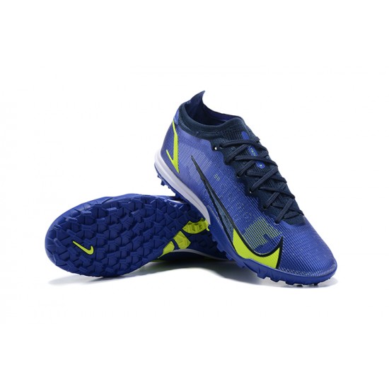 Nike Vapor 14 Elite TF Mid Dark Blue Yellow Men Football Boots