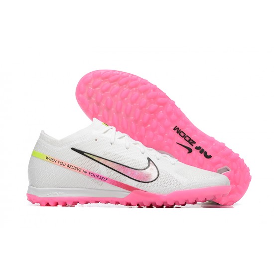 Nike Vapor 15 Academy TF White Pink Yellow Men Low Football Boots