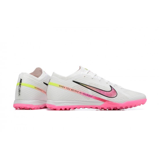 Nike Vapor 15 Academy TF White Pink Yellow Men Low Football Boots