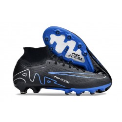 Nike Air Zoom Mercurial Superfly 9 Elite AG High Top Football Boots Black Blue White For Men 