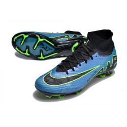 Nike Air Zoom Mercurial Superfly 9 Elite FG High Top Football Boots Black Green Blue For Men/Women
