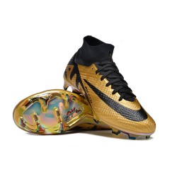 Nike Air Zoom Mercurial Superfly 9 Elite FG High Top Football Boots Gold Black For Men/Women