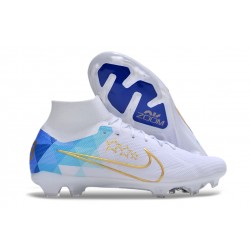 Nike Air Zoom Mercurial Superfly 9 Elite FG High Top Football Boots White Blue For Men/Women
