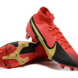 Nike Mercurial Superfly 7 Elite FG Black Deep Red Gold Football Boots