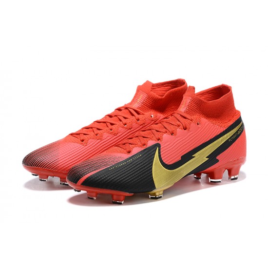 Nike Mercurial Superfly 7 Elite FG Black Deep Red Gold Football Boots