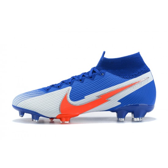 Nike Mercurial Superfly 7 Elite FG Deep Blue Orange Silver Football Boots