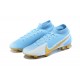 Nike Mercurial Superfly 7 Elite FG Ltblue Gold Grey Football Boots