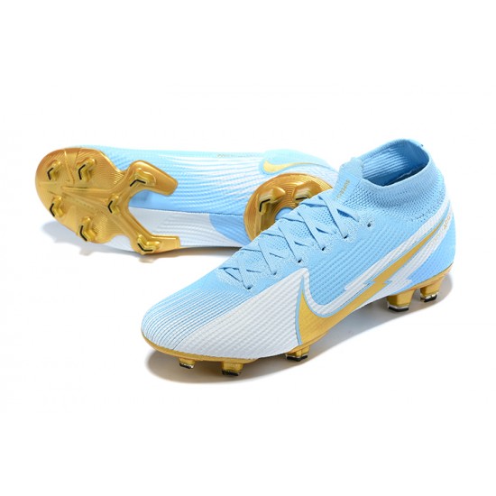 Nike Mercurial Superfly 7 Elite FG Ltblue Gold Grey Football Boots