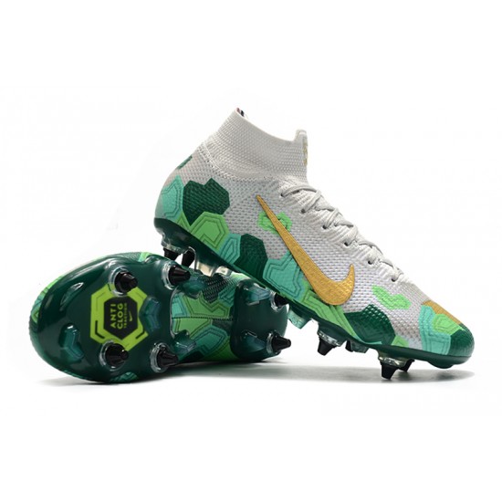 Nike Mercurial Superfly 7 Elite SE SG High Grey Gold Green Football Boots