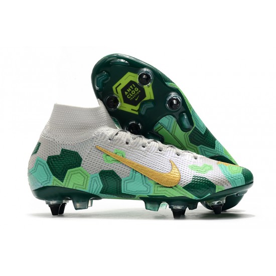 Nike Mercurial Superfly 7 Elite SE SG High Grey Gold Green Football Boots