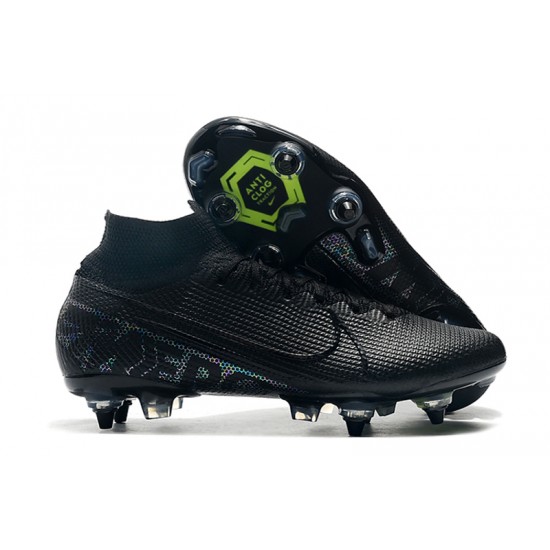 Nike Mercurial Superfly 7 Elite SG-PRO AC High Black Green Football Boots