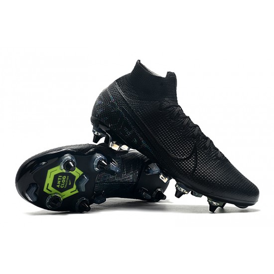 Nike Mercurial Superfly 7 Elite SG-PRO AC High Black Green Football Boots