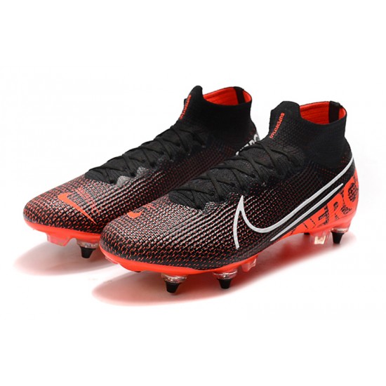 Nike Mercurial Superfly 7 Elite SG-PRO AC High Black White Orange Football Boots