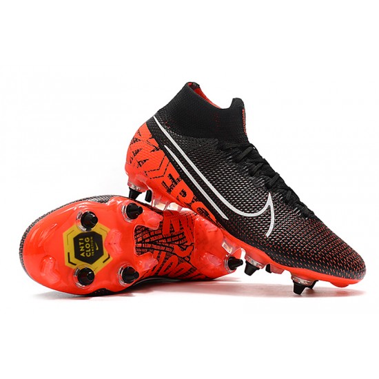 Nike Mercurial Superfly 7 Elite SG-PRO AC High Black White Orange Football Boots