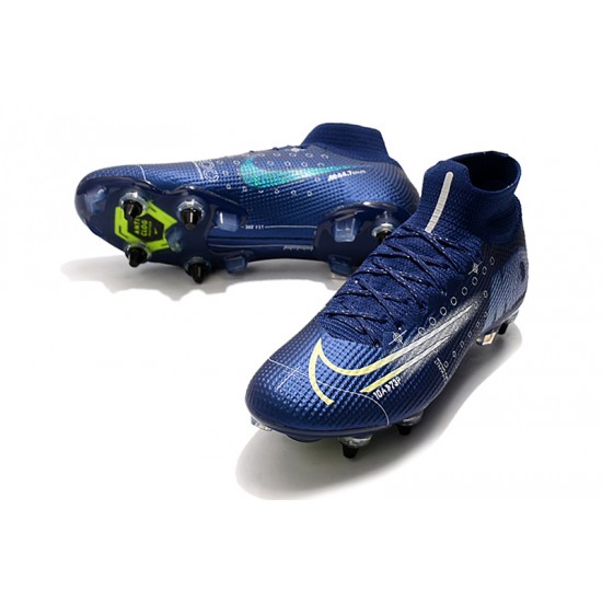 Nike Mercurial Superfly 7 Elite SG-PRO AC High Deep Blue White Black Football Boots